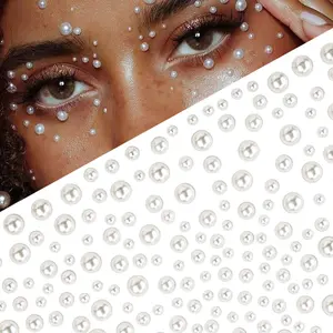 Self-Adhesive Imitation Pearl Stickers, Flat Realistic Pearls for Makeup, Ballroom Dance, Holiday Eyelash Decoration