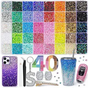 40000Pcs 40 Color Jelly Synthetic Rhinestones for Bedazzling, 3mm Multicolor Resin Flatback Synthetic Gems for Diamond Art, Bedazzler Kit for Crafting Book Shoes Nail Art