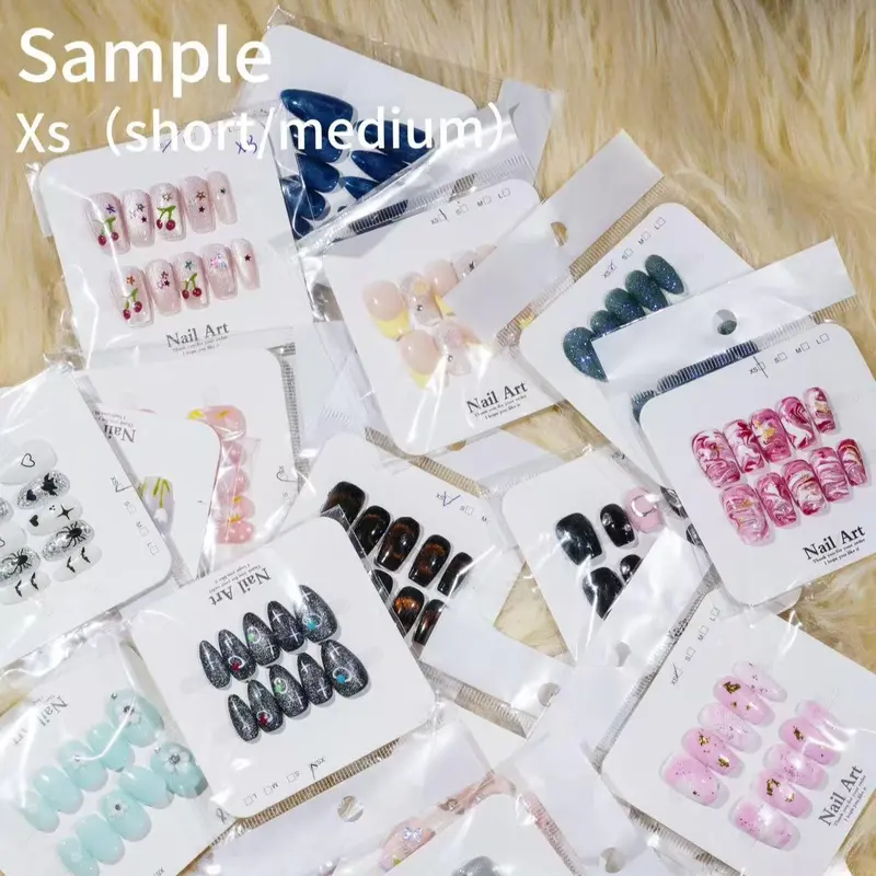 jojo:20sets handmade press-on nails selectable size and length random style