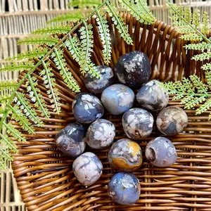High Quality Juicy Black Flower Agate | tumbled stone