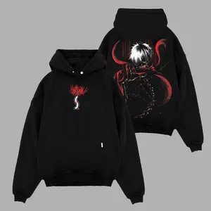 Kaneki Ken Red Spider Lily Centipede Tokyo Ghoul Vintage Unisex Oversize Acid Washed Tees Cotton graphic men clothing streetwear subtle anime
