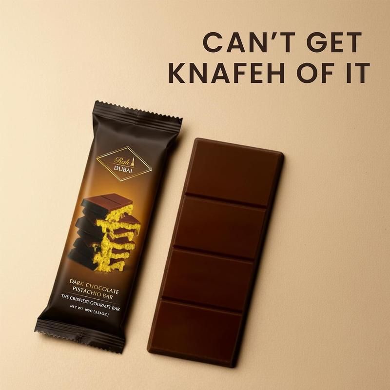 NEW - Rah Dark Dubai Chocolate Bar Pistachio, 3.5oz - 100g, Gourmet Chocolate Bar  Dubai Dark Chocolate Bar Pistachio  Crunchiest Kataifi Delight Perfect for Sharing