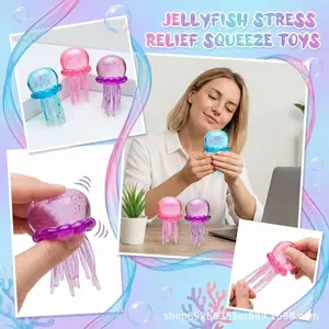Stretchy Glitter Jellyfish Toy Sensory Stress Relief Squeeze Toy Fidget Soft Squishy For Relaxation