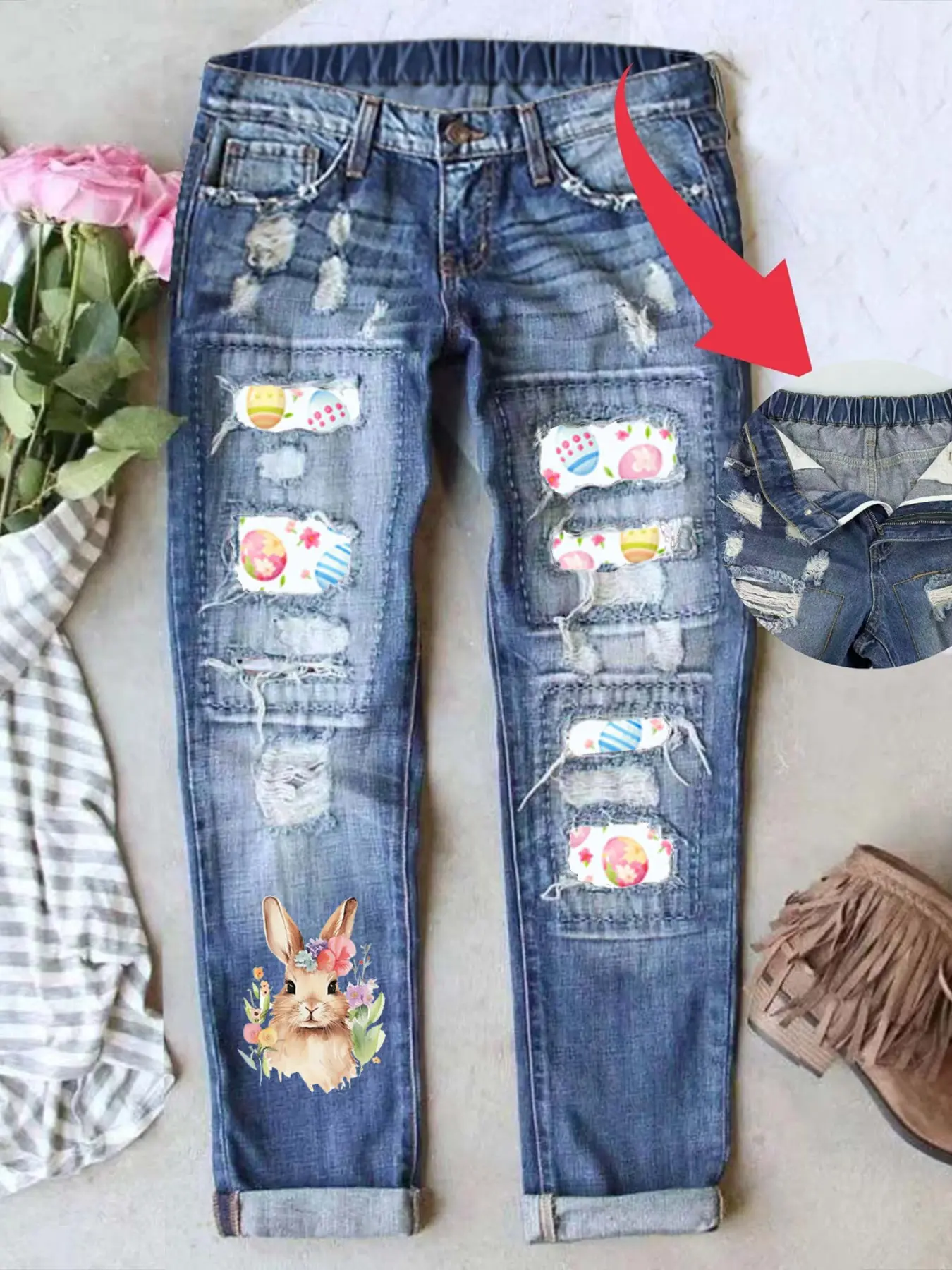 vetements patched jeans - TikTok Shop