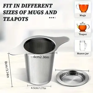 1pc Stainless Steel Tea Infuser with Dual Handles- Durable Mesh Filter Suitable for Loose Leaf Tea, Herbs, and Spices, Ergonomic Design, Easy to Grip, Tea Strainer