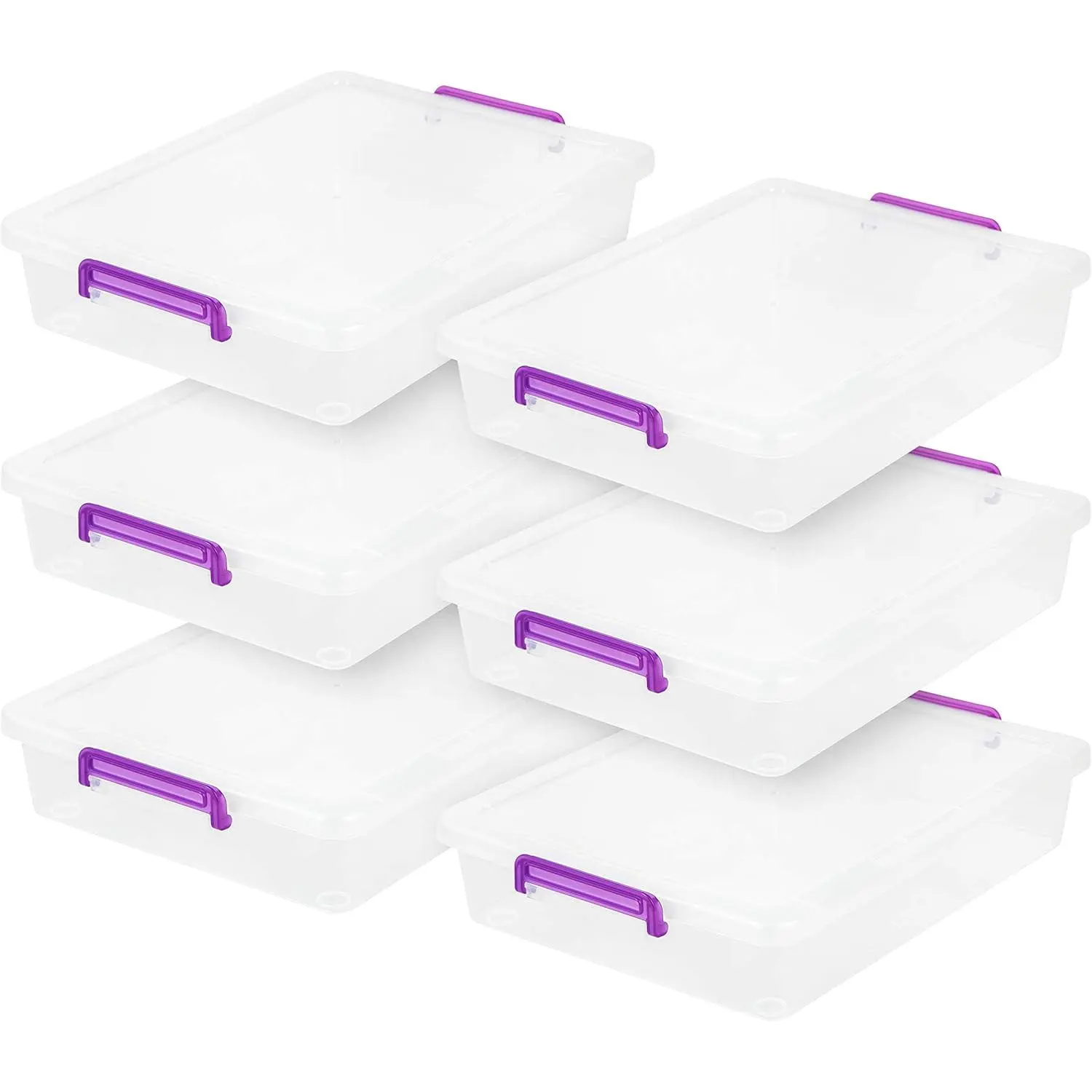 1.4 Qt Small Plastic Storage Bins with Lids, 4 Pack, Craft Organizers with Removable Tray and Handle, Bead Sewing Craft and Art Small Office Supply Container, Stackable, Portable, Clear/White
