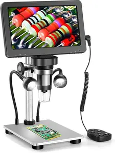 7'' Digital Microscope 1200X, 12MP 1080P Photo/Video Microscope for Adults Soldering ,Metal Stand,Wired Remote,10 LED Fill Lights,PC View,Windows/ Compatible