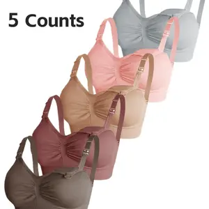 Maternity Solid Color Nursing Bra, Comfortable Breathable Adjustable Hook & Eye Closure Nursing Bra, Maternity Underwear for All Seasons