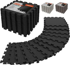 AIRHOP 18 Tiles Gym Floor Mat, EVA Foam Puzzle Gym Mat, High-Density Interlocking Foam Floor Tiles for Home Gym, Play Workout Garage Kitchen Flooring