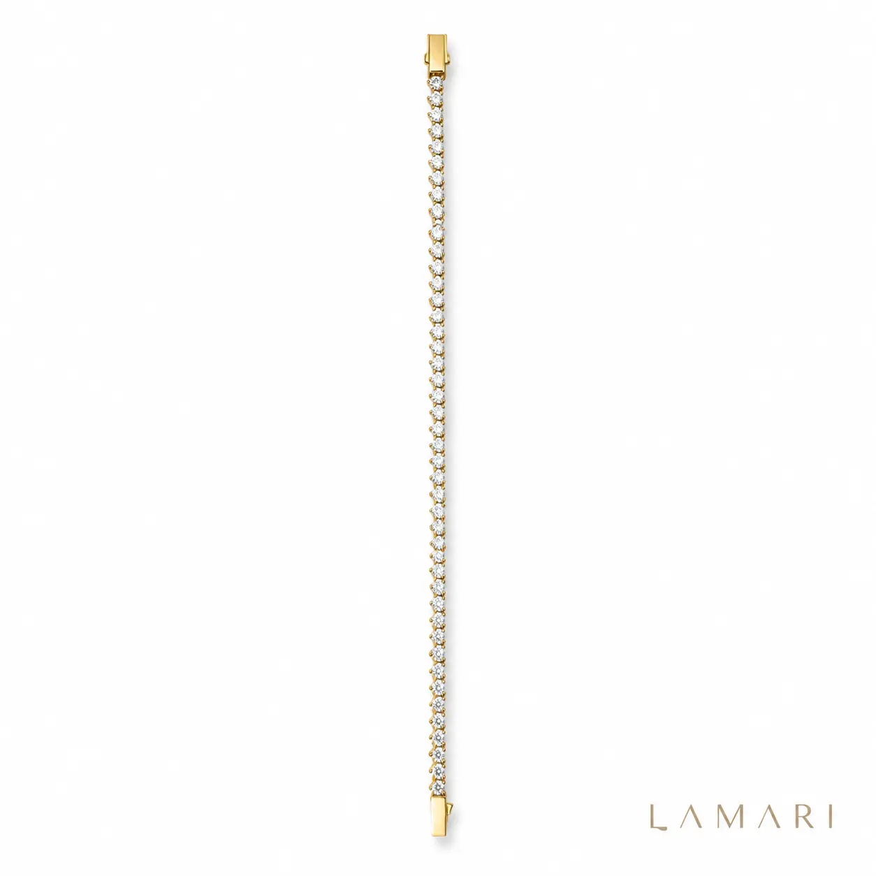 LAMARI Classic Tennis Bracelet for Women, Dainty Gold Tone Single-Row Design with 2mm Zircon Stones, Refined Shine, 7.5 in, Gold Aesthetic, Female, Gift, Classic Tennis Design, Comfortable Fit