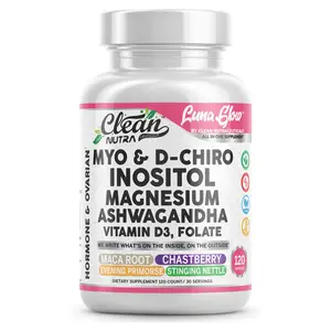 Clean Nutra Myo & D-Chiro, Inositol, Magnesium, Ashwagandha, Choline, & 16-in-1 Capsule Formula for Women's Hormone & Stress Support - Luna Glow