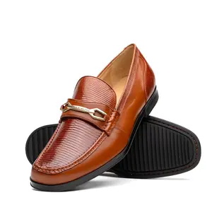 Marco Di Milano Hugo in Cognac Lizard & Calfskin Bit Loafers
