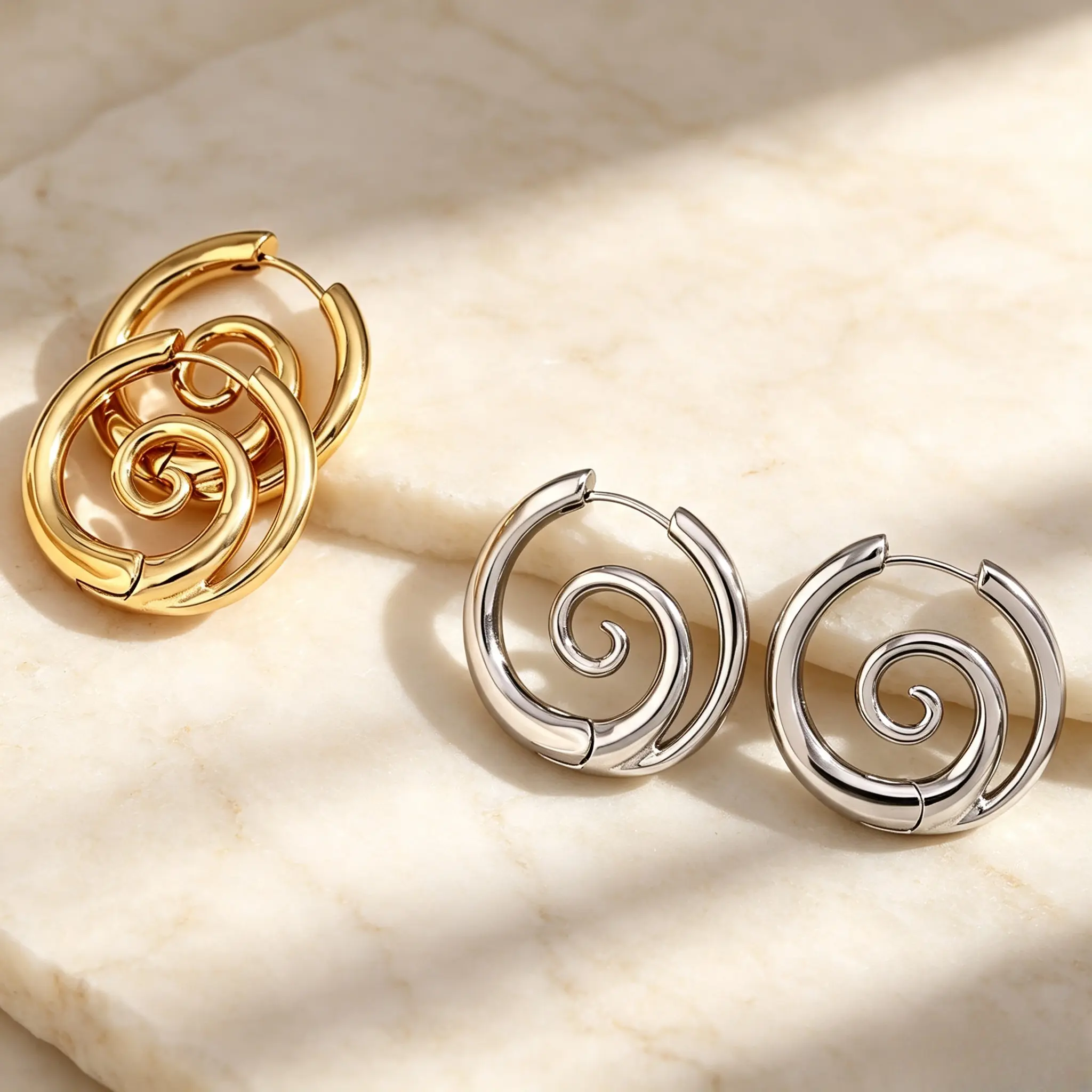 316L Stainless Steel Spiral Clicker Hoop Earrings, Non Tarnish Faux Stretched Ear Hoops, Alt Grunge Punk Jewelry for Women Girls, Aesthetic Piercing Gift for Girlfriend