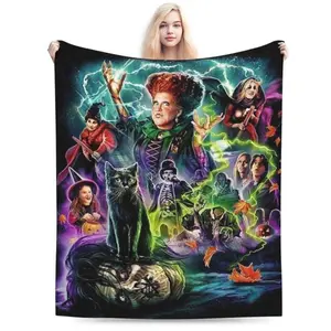 Halloween Hocus Pocus Blanket Flannel Blanket Lightweight Four Seasons Blanket Novelty Blanket Suitable For Bed, Sofa, Camping And Travel, Durable And Comfortable Halloween Decoration Christmas Thanksgiving Gift Blanket "Halloween gift Dream Weave Home "
