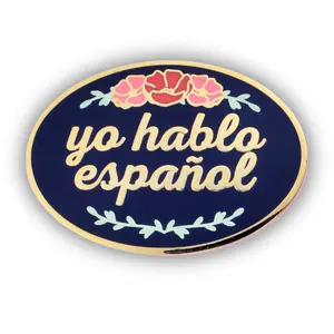 Enamel Pin: "Yo hablo español" (I speak Spanish) ~ Rose Gold, Gold, or Silver ~ Flowers and Vine, Design Inspired by Frida Kahlo