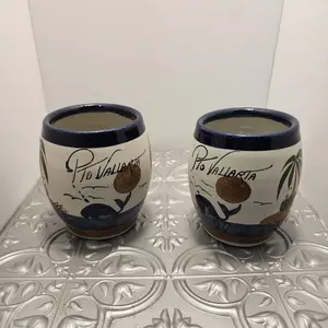 Mexican Pottery Sand Glazed Steins HUGE! Pint Size Keeps Drinks Cold!! CC27