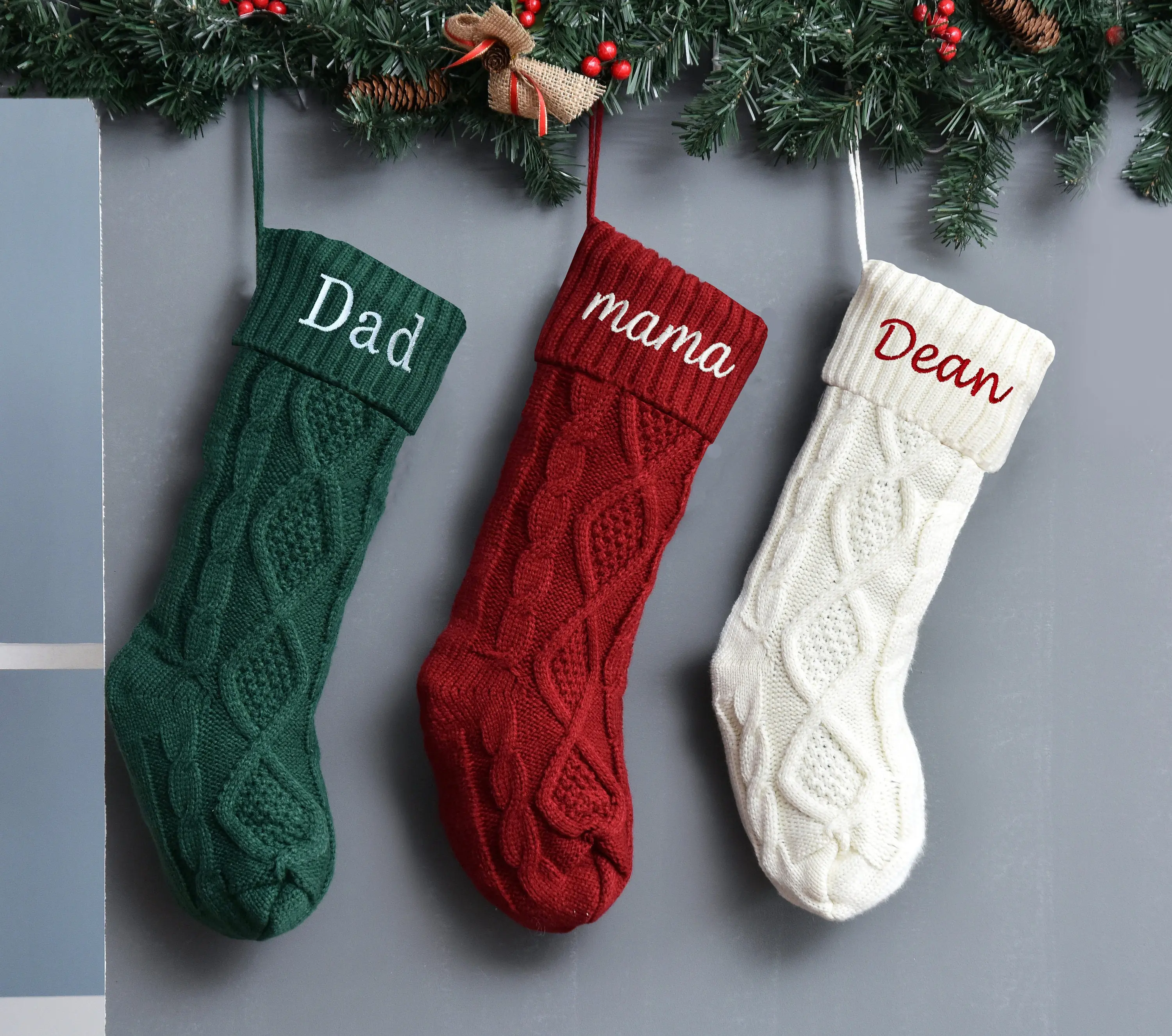 Embroidered Christmas Stocking personalized Knitted Christmas Stockingsmonogram Stockings family Stockings holiday Stocking christmas Gift