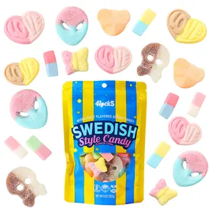Swedish Style Gummy Candy Mix 1/2 lb – Assorted Flavors (Strawberry Vanilla, Banana Toffee, Banana Blueberry, Bubblegum, Lemon Cola, Mango Passion Fruit, Raspberry Lemon, Apple Cherry) | Sweet & Sour Candy Snack Gift