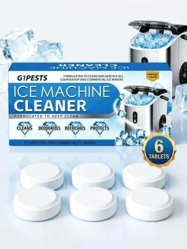 Nickel-Safe Scale Remover Ice Machine Cleaner Tablets 6-Pack, Universal Descaling Solution for Countertop and Nugget Ice Makers, Effortless Home Kitchen Descaling Cleaner, Cleaning Machine De-Scalers, Deep Cleaning De-Scalers