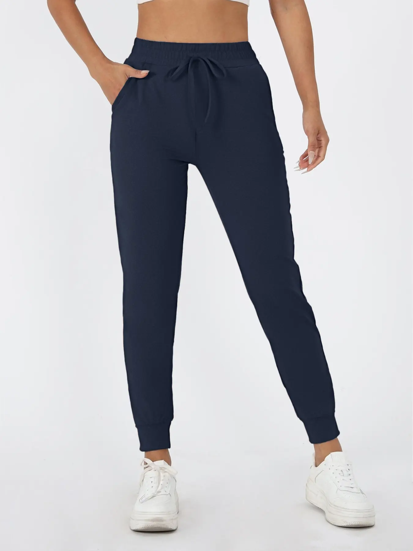 Women's High Waist Slim-Fit Casual Joggers, Elastic Waistband, Comfortable for Fitness & Leisure Wear, All-Season Sportswear, Fitness Trousers, Athleisure Style Bottoms