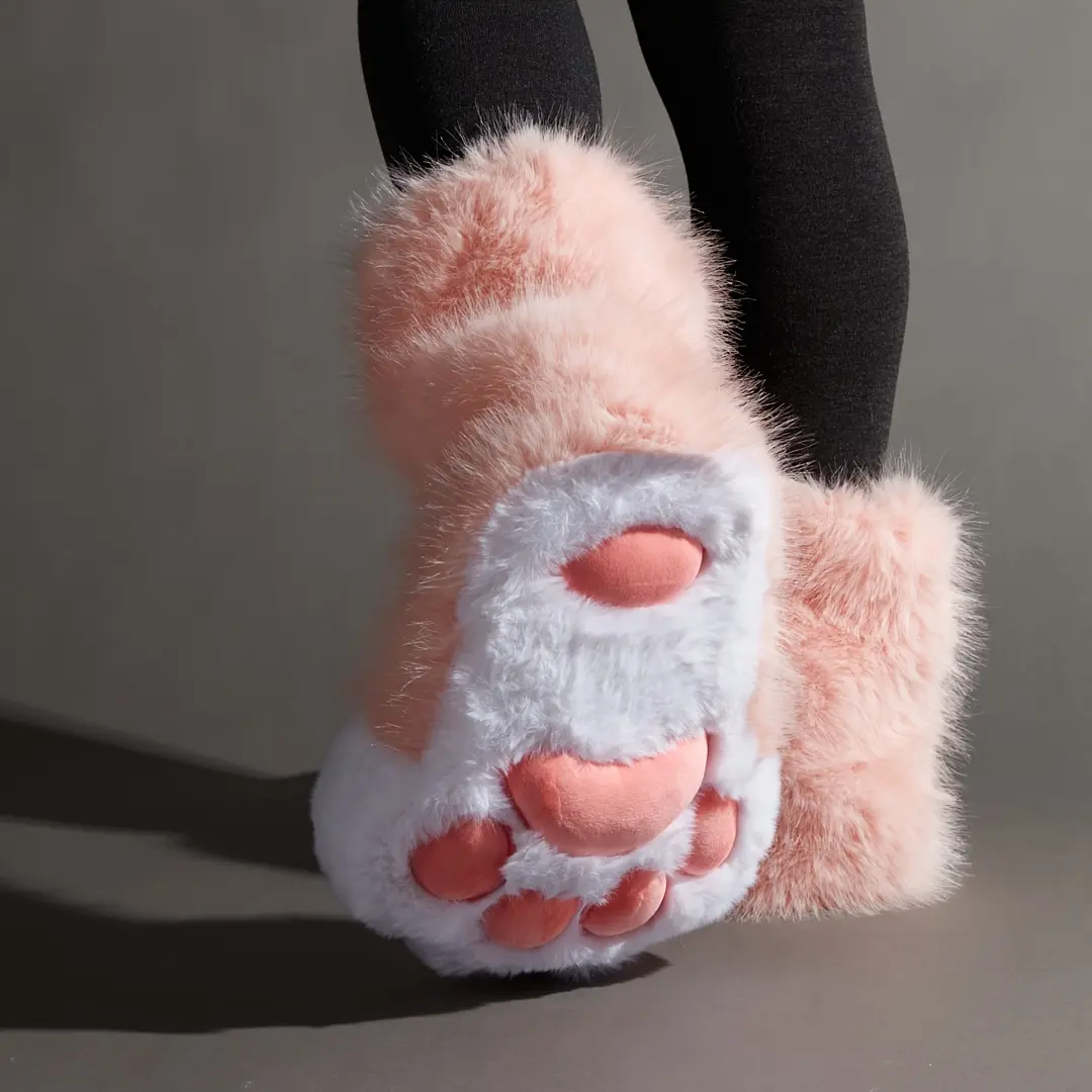 Comfortable Paw Slippers, Super Soft Plush, Non-Slip Design, Funny Paw Shape, Adjustable Drawstring at the Top, Warm and Breathable Indoor Shoes Suitable for Men and Women, Perfect for Role Play and Parties in Cold Winter Weather