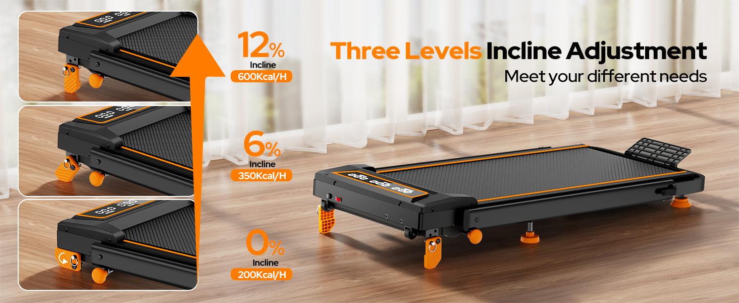 Trisomy 4-in-1 Compact Foldable Treadmill with 12% Incline, Adjustable Handlebar, 3.5HP Motor - Under Desk Walking Pad for Home Gym, 350lbs Heavy Duty HSM-T12C1, Fitness For Everyone