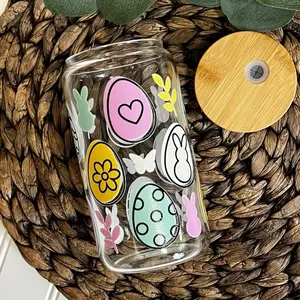 Easter Egg 16oz Glass Can Cup
