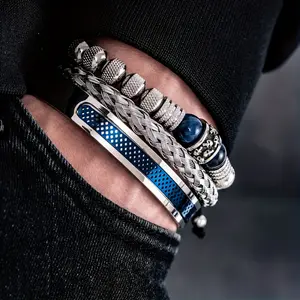 3pcs Vintage-Inspired Stainless Steel Bracelets for Men - Handwoven Round Skull Bead Bracelets with Tiger Eye Stones, All-Fit Daily, Party, and Gift Occasions, Everyday Accessory |     Vintage Inspired Design |     Durable Bracelet, Stainless Steel Bracel