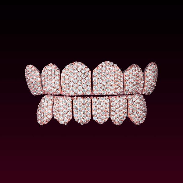 GBT Honeycomb Round Cut Moissanite Diamond Grillz - Luxurious Design for Youth with Dazzling Sparkle