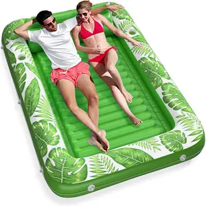 Inflatable Tanning Pool Lounger Float -  4 in 1 Sun Tan Tub Sunbathing Pool Lounge Raft Floatie Toys Water Filled Tanning Bed Mat Pad for Adult Blow Up Kiddie Pool Kids Ball Pit