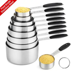 Stainless Steel Measuring Cups and Spoons Set Durable Nesting Design Dishwasher Safe 8-Piece Essential Kitchen Tools for Precise Measurements essential baking tool spoons cup