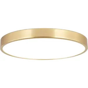 12 Inch Brushed Gold Metal Flush Mount LED Ceiling Light, 3000-5000K 20W Thin Round Modern Low Profile Ceiling Light Fixtures for Bedroom, Living Room, Kitchen, Entryway, Bathroom