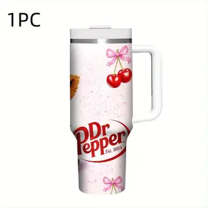1pc 40oz Stainless Steel Vacuum Insulated Cup, Dr Pepper Highland Cow Design, Portable for Tea & Cold/hot Drinks, Home Office Camping Car Use, Tumbler, Drinkware Stylish Flasks