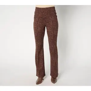 Peace Love World Regular Printed Lace Flare Ponte Pants