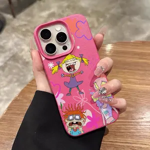 Laughing Girl Rugrats Paris Design Faux Leather Soft Cover Smartphone Case, Cellphone Protector Accessory for Apple iPhone 17 Air, 16, 15, 14 Plus, 13, 12 Mini, 11 Pro Max, X, XR, XS Max (Handheld Device Compatible), Accessories, Casing