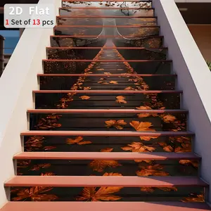 Geometric Pattern Stair Sticker, 13pcs/set Waterproof Self Adhesive Stair Sticker, Removable Wall Sticker for Home Decor