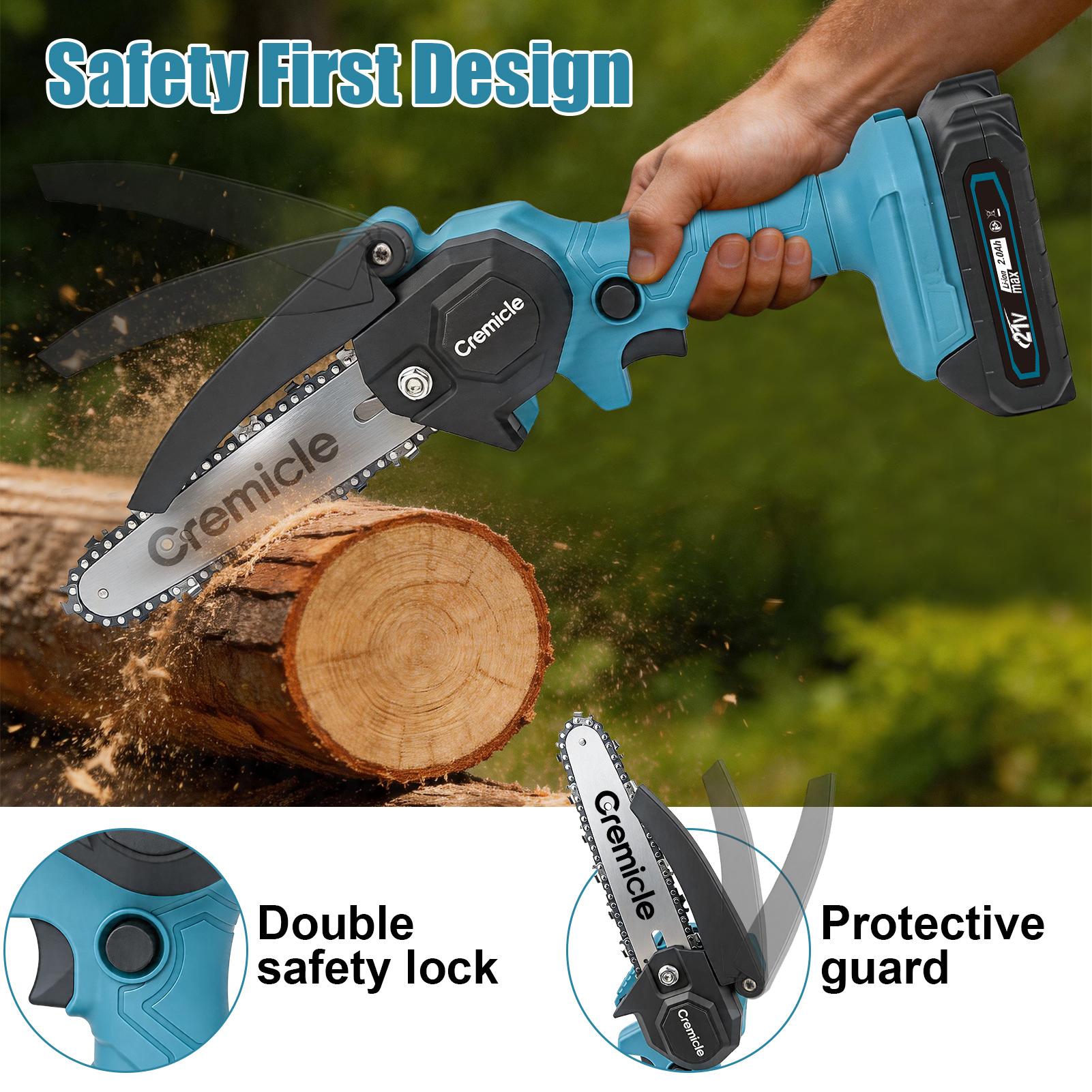 Mini Chainsaw, 6-inch Mini Chainsaw Cordless, Handheld Electric Power Chain Saw with 2 Batteries, for Tree Trimming Wood Cutting
