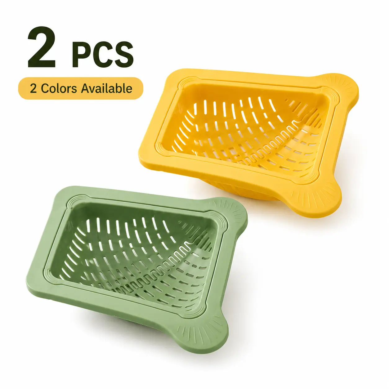2 PCS Magnetic Triangular Sink Drain Baskets - 2-in-1 Veggie Fruit Colander, Anti-Clog Food Scraps Filter, Reusable Home Kitchen Cleaning Gadget
