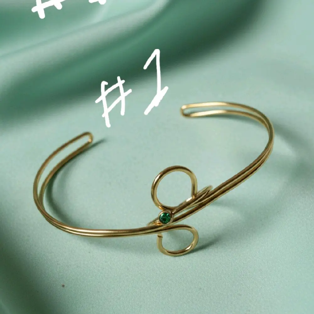 conjunto de anillo minimalista y  Brazalete Abierto de Acero Inoxidable 304 Chapado en Oro de 18K Impermeable Hipoalergénico Lujo Moda Ajustable para Mujer
