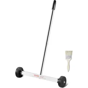 VEVOR 50Lbs Rolling Magnetic Sweeper with Wheels, 24 - inch Large Magnet Pickup Lawn Sweeper with Telescoping Handle, Push - Type Magnetic Pick Up Sweeper, Easy Cleanup of Workshop Yard GarageVEVOR Super Brand Day