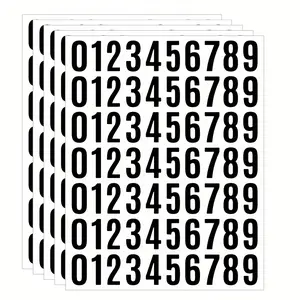 5 Sheets 1in Waterproof Self-Adhesive Number Stickers, Vinyl Digital Labels, Sticker Decals for Mailbox Door Numbers, Office School Home Use, Office Supplies
