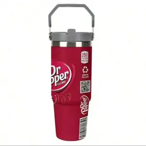 Dr Pepper 30oz Stainless Steel Insulated Car Cup Classic Logo Replica Retro Fashionable Large Capacity Reusable Great Gift For Family Friends