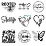 Faith-based Heat Transfer Decals, 9 Counts/set Inspirational Faith-based Heat Transfer Stickers, Versatile Handcraft Iron-on Stickers, Craft Supplies for DIY T-shirts, Jeans, and Bags, DIY Products