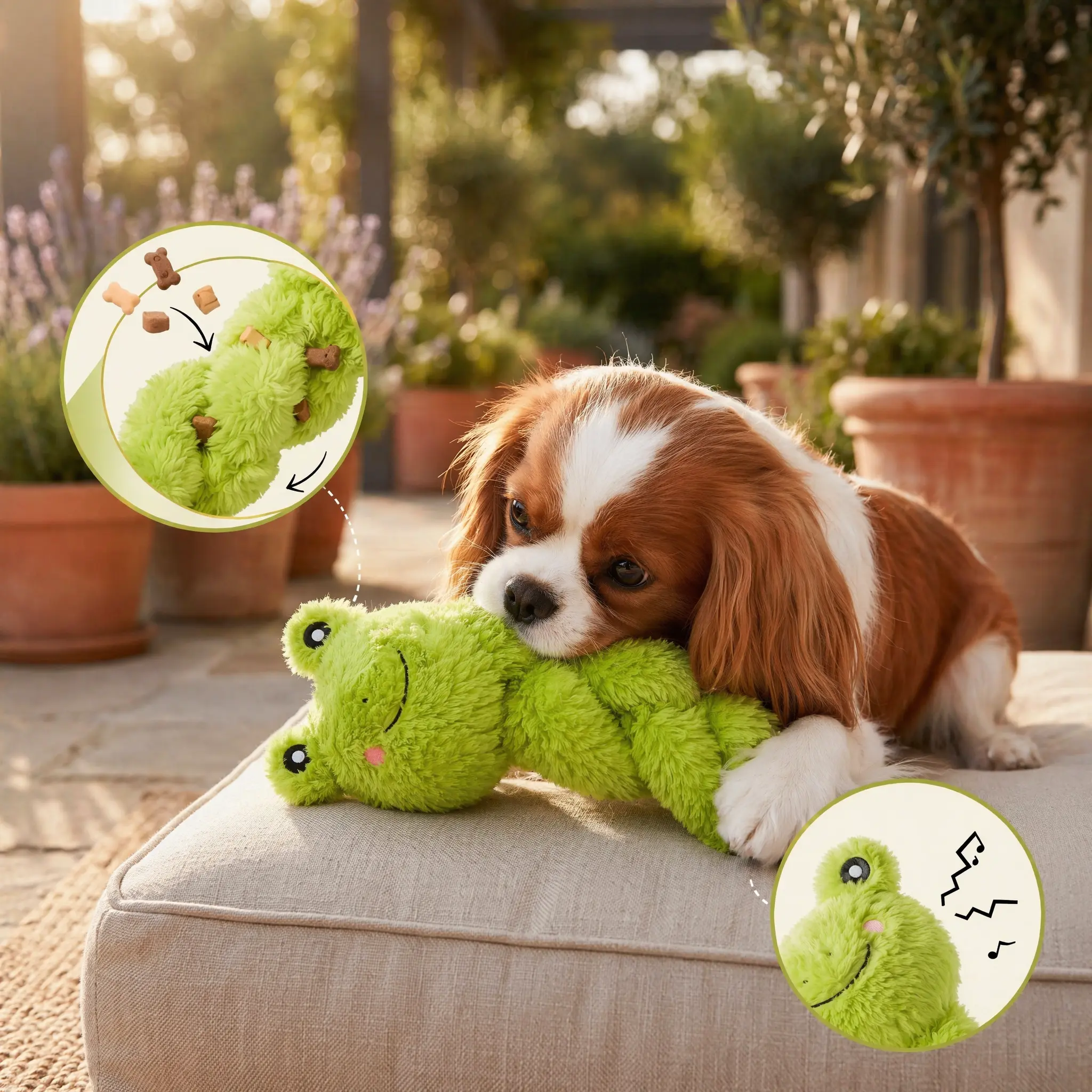 Frog Plush Snuffle Dog Toy with Squeaker, Hidden Treat Enrichment Chew Toy, Soft Interactive Foraging Toy for Small, Medium & Large Dogs