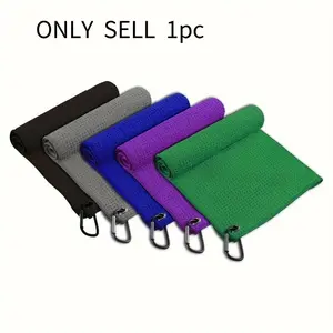 1pc Golf Towel, Microfiber Fabric Waffle Pattern Golf Towel With Heavy Duty Carabiner Clip, For Men And Women