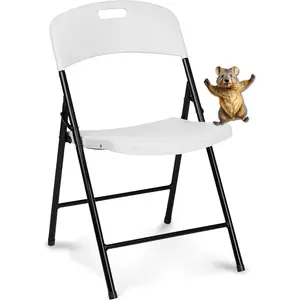 Folding Chair, Indoor Outdoor Plastic Commercial Stackable Foldable Guest Chairs for Events Office Wedding Party Picnic Kitchen Dining, 350lb Capacity (White, 1 Pack)