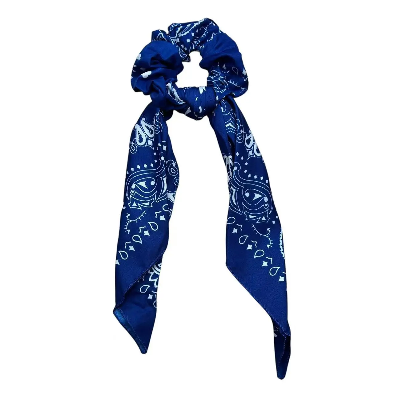 Bandana Scarf Scrunchie for Women, Paisley Hair Scarf Ponytail Tie, Soft Satin Scrunchie with Tails, Western Cowgirl Hair Accessories