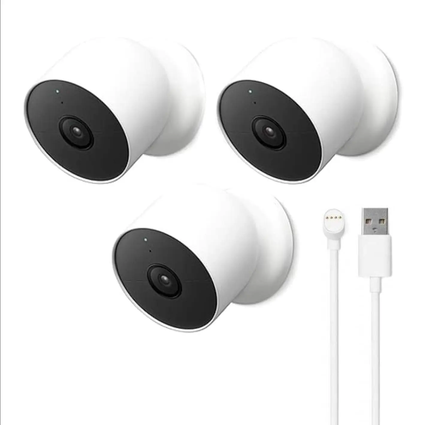 Google Nest Cam 2nd Gen Outdoor/Indoor, Battery, 3 Pack + Extra Cable