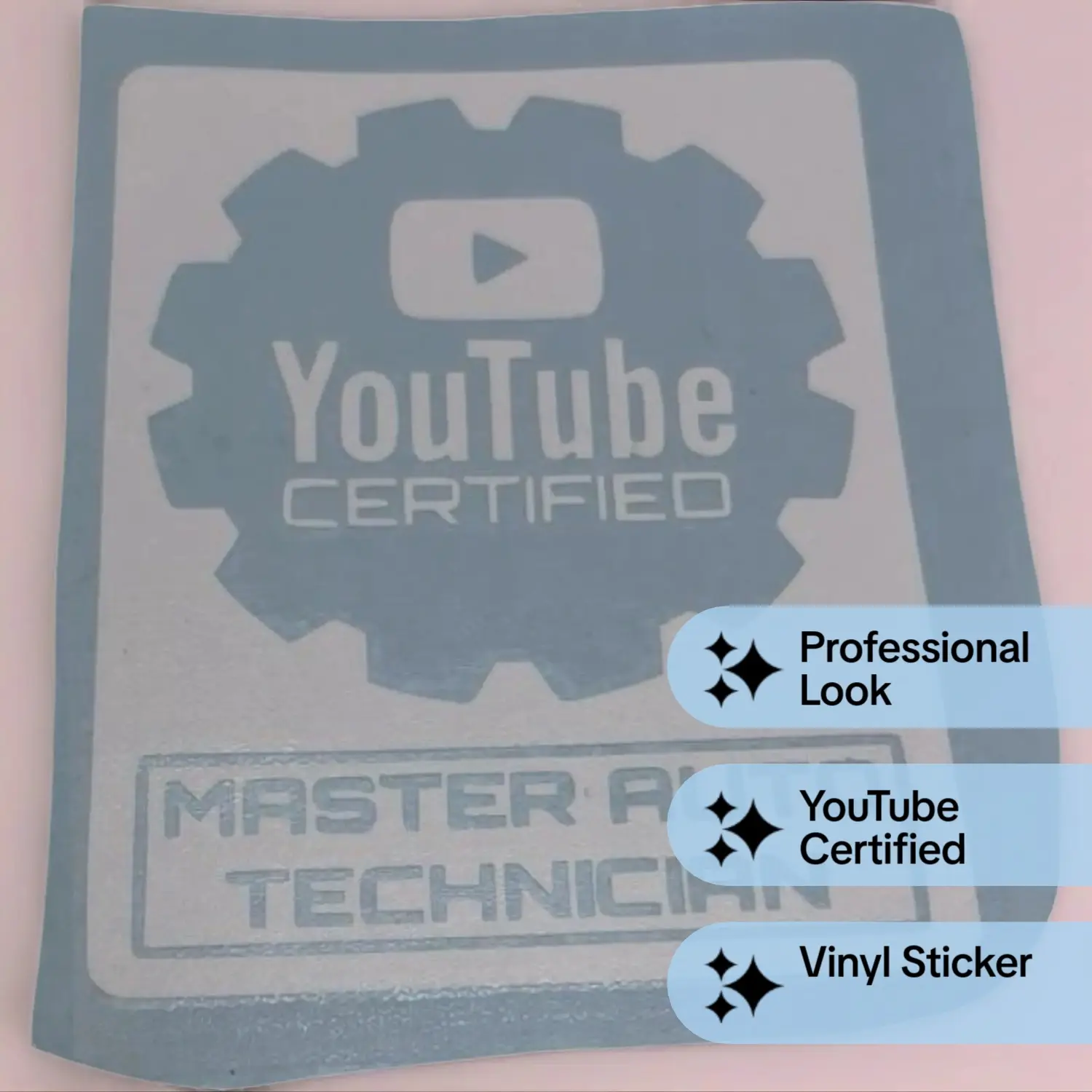YouTube Certified Master Auto Technician Vinyl Sticker White New for Professional Auto Techs Professional Touch Enhances Setup