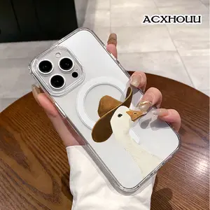 Cowboy Hat Goose Magnetic Trendy Case for iPhone 17 16 E Pro Max 15 Plus 14 13 12 11 XS XR, Minimalist Print | Silicone, Shockproof, Cute, Stylish, and Protective